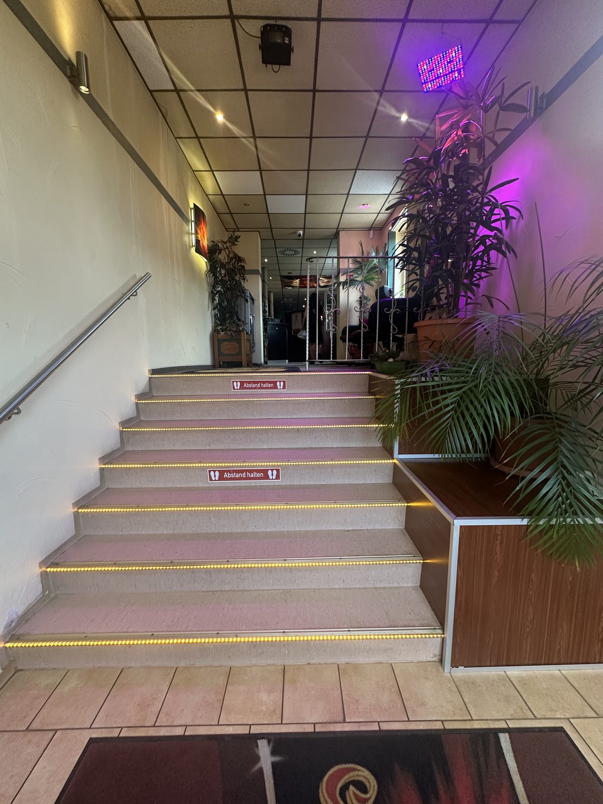 Eingangsfoyer CT Spielhalle Gardelegen Treppenaufgang zum Eingangsbereich der CT Spielhalle Gardelegen mit LED-Beleuchtung