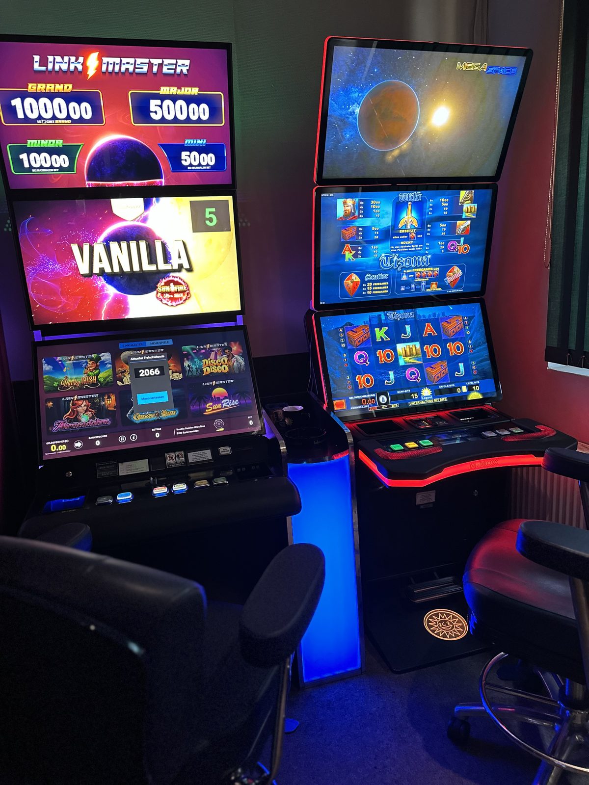 Spielautomaten VANILLA & Link Master – Gardelegen VANILLA und Link Master Spielautomaten in der CT Spielhalle Gardelegen